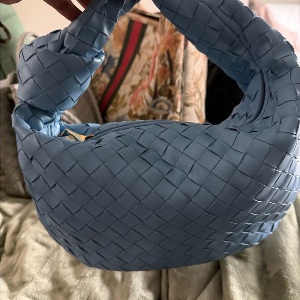 Bottega Veneta Small Jodie Hobo Bag — Electric Blue Intrecciato Weave